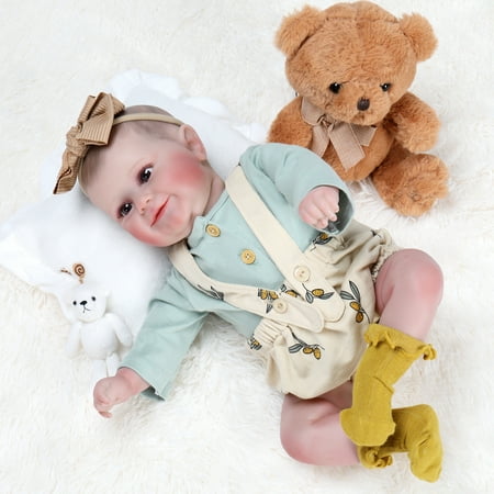 Ktaxon Reborn Baby Dolls, 20 Inch Realistic Newborn Eyes Open Doll Lifelike Weighted Soft Body with Accessory Set for Kids 3+