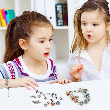 Dream Fun Little Guy Gifts for Girl Age 7 8 9 11, Girl Birthday Presents for 7-11 Years Old DIY Crystal Glass Beads Bracelet Toys Age 7 8 9 Year Old Girl Colorful Girls Jewellery Toy for Girl Kids