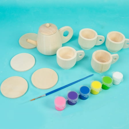 Made by Me Paint Your Own Wooden Tea Set, 19 Pieces, Child, Ages 6+