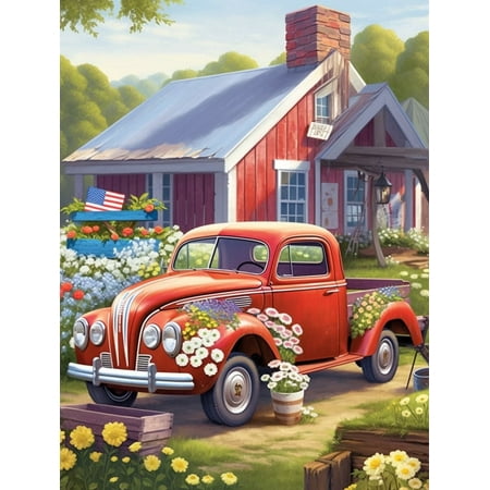 HsdsBebe Motor Vehicles DIY Diamond Art Painting Kit, Art Craft Gem Painting Adult and Children Diamond Art