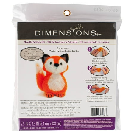 Dimensions Fox Needle Felting Kit, Wool Roving, for Ages 6 and Up