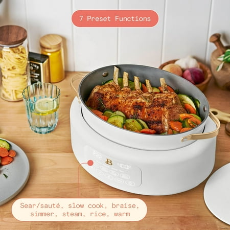 Beautiful 10 in 1, 6 Qt Electric Multi-Cooker, White Icing by Drew Barrymore, White