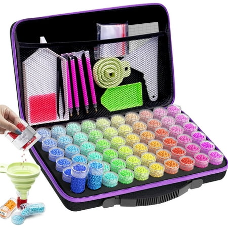 ARTDOT Medium Bead Organizers Box (60 Jars) with Drill Supplies - Diamond Painting Storage Case & Tools Kit, Medium(60 Jars)