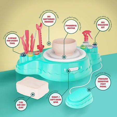 Dan&Darci Advanced Pottery Wheel Kit - Christmas Gifts for Girls & Boys Ages 8-14 Year Old - Best Teens DIY Toys. Top Arts & Crafts for Kids Tweens & Adults - Cool Teen Girl Birthday Gift