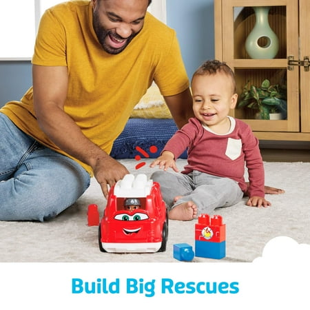 MEGA BLOKS Freddy Fire Truck Fisher-Price Toy Blocks with 1 Figure (6 Pieces) for Toddler