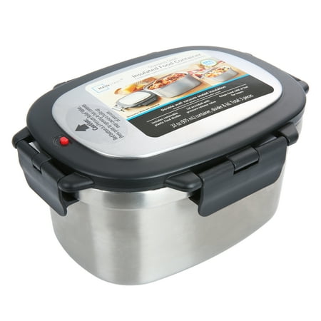 Mainstays 33 oz Rectangular Insulated Food Container, Stainless Steel