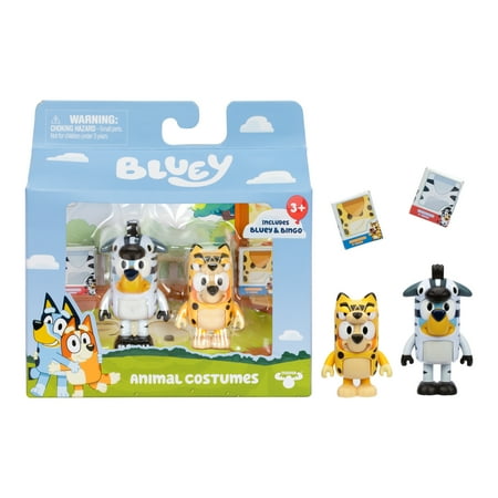 Bluey Figure Animal Costumes 2-Pack, 2.5 inch Bluey and Bingo Figures, Ages 3+, Toddler Toys