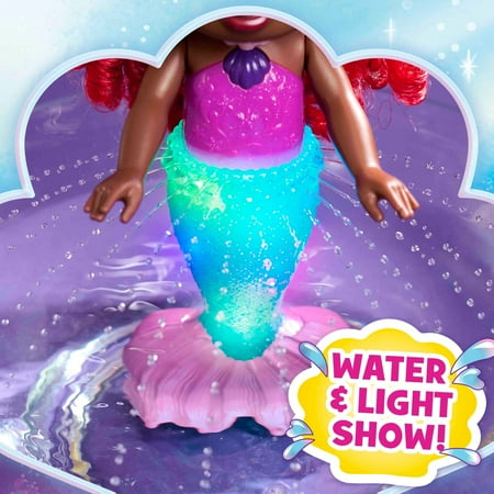 Disney Junior Splash & Glow Ariel Lights and Sounds 11.5-inch Doll and Accessories, 5-pieces, Kids Toys for Ages 3 up