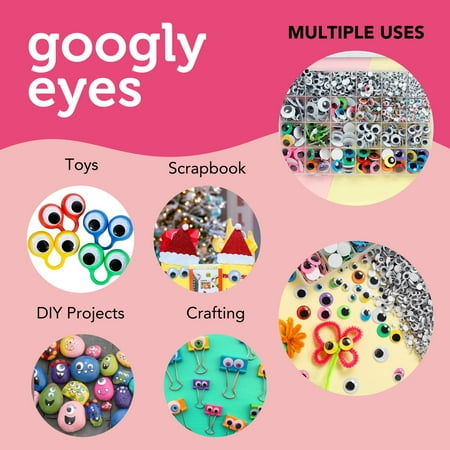 Incraftables Self Adhesive Googly Eyes 1860pcs Set. Assorted Sticky Wiggle Eye for DIY Arts & Crafts