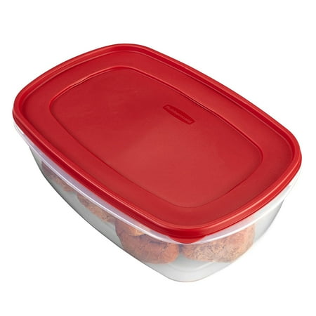 Rubbermaid Easy Find Lids Food Storage Container, Large with Red Lid, 2.5 Gallon, Clear, 1