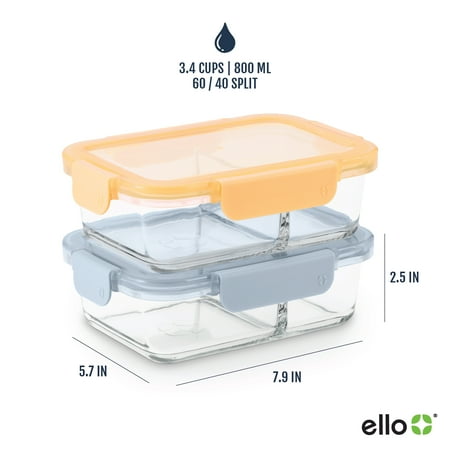 Ello Glass Microwave Safe Fruit, Vegetables Food Storage Container (2 Count)