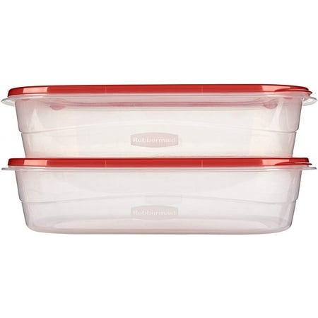 Rubbermaid TakeAlongs, 1 Gallon, 2 Packs, Red, Large Rectangular Plastic Food Storage ContainersRed,