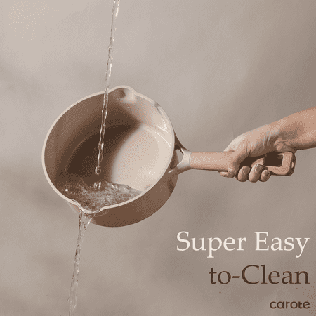 CAROTE Healthy Ceramic Sauce Pan 2qt Nonstick Pot with Cover 7" Induction Skillet Non Stick Saucepan Bon Appetit Cooker