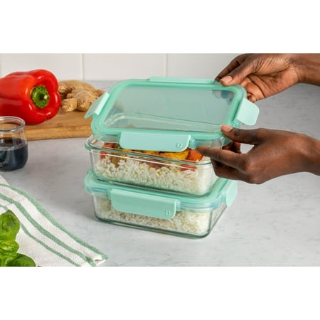 Ello 3.4 Cup Duraglass Glass Containers and Plastic Locking Lids, Set of 2