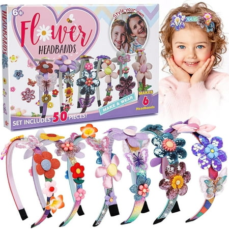 Headbands Gifts for 6 7 8 9 Year Old Girl Making Kits: Flower Craft Kits for Princess Girls Age 4-12 Toy Set Art and Craft for Girls Kids Age 6 7 8 Hair Accessories Creative Sets for Girl Age 10-12, Other