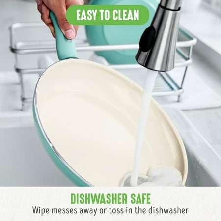 GreenLife 18-Piece Soft Grip Toxin-Free Healthy Ceramic Non-Stick Cookware Set, Turquoise, Dishwasher Safe