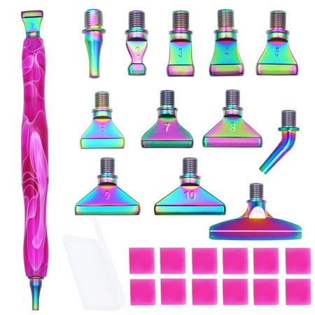 ZYNERY 25 Pcs Diamond Painting Pens Kit, 12 PCS Metal Screw Thread Tips Stainless Steel Tips with 12 Clay, Diamond Art Pens 5D Diamond Painting Tools Accessories for DIY Crafts (Gradient color)