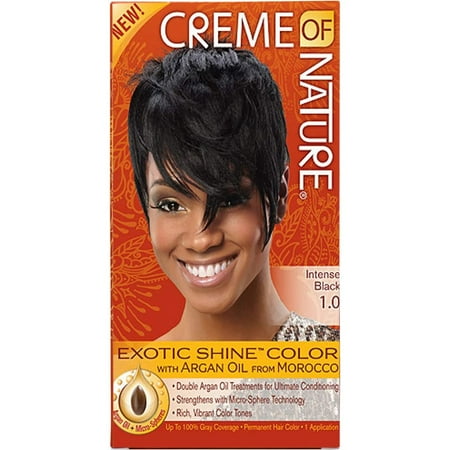 Creme of Nature Exotic Shine Color Intense Black 1.0 Permanent Hair Color, 1 applicationBlack,