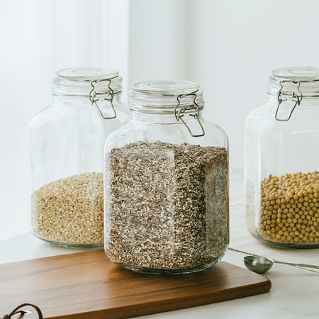 Mainstays Glass 106 oz Lock Lid Storage Jar Canister