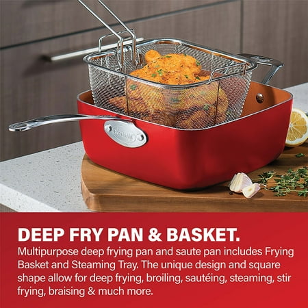 Gotham Steel Nonstick Pots and Pans 32 Piece Kitchen Ceramic Cookware Set Bakeware and Storage Set Skillet Saucepans RedRed,