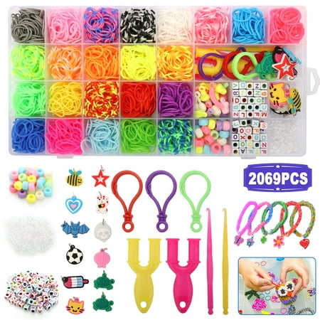EEEkit 2069pcs Loom Bands Kit 28 Colors Rubber Bands Bracelets Making Kit with Accessory, Gift for Girls DIY Art Craft