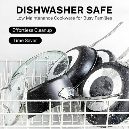 Granitestone Nonstick Pots and Pans 20 Pcs Set Kitchen Cookware Set Bakeware Cooking Frying Skillet Sauce Pan Black, Black