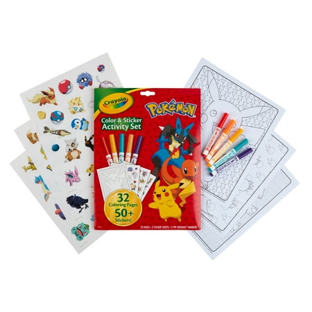 Crayola Pokemon Color and Sticker Activity Set with Markers, Pokemon Coloring Book, Kids Art Set, Pokemon Gift for Kids, One Size, Red