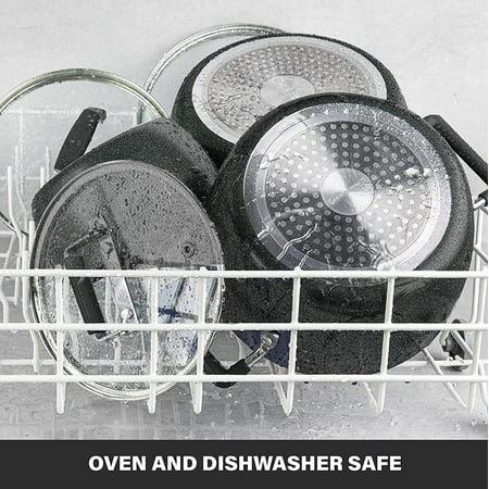 Granitestone Stackable Nonstick Pots 6 Piece Nesting Kitchen Cookware Set Cooking Pots 1.5 Qt 3.5 Qt 5 Qt Black, Black