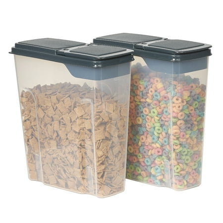 Mainstays 2-Pack Cereal Keeper, Plastic, 24 Cup - Dark Gray Lid