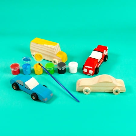 Hello Hobby Multicolor Paint Your Own Wooden Vehicles, Arts & Craft Kits