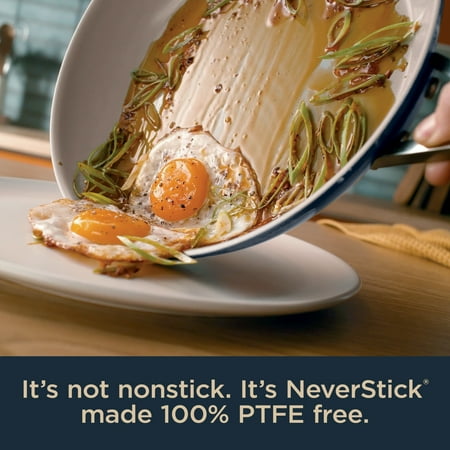 Ninja Neverstick Ceramic Pro 10 Piece Nonstick Ceramic and Aluminum Cookware Set, Stainless Steel, Blue