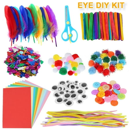 Assorted Arts and Crafts Supplies for Kids DIY Collage School Crafting Materials Supply Set Craft Art Material Kit In Bulk for Kids Crafts Set for School Projects DIY Activities., 1pc