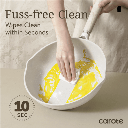 Carote Nonstick Pots and Pans Set, Induction Kitchen Cookware Sets Non Stick, 8 Pcs Beige Granite