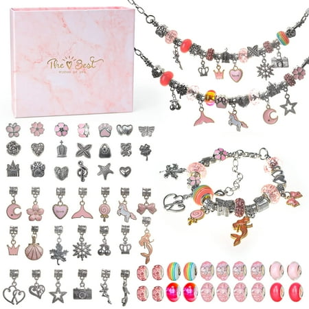 Dikence Toys for 4 5 6 Year Old Kids Girl, Jewelry Making Kit Birthday Gifts for Girls Age 7 8 9 Art and Craft DIY Charm Bracelet Kit for 8-12 Year Old Kid Crafts Set Toy Bracelet Present