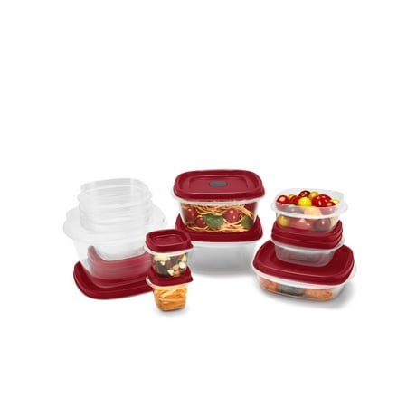 Rubbermaid EasyFindLids 24 Piece Food Storage Containers Variety Set, Red, Red