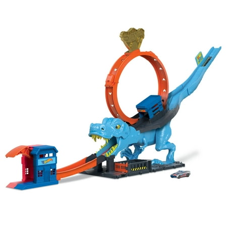 Hot Wheels City T-Rex Loop and Stunt Playset, Track Set with 1 Toy Car