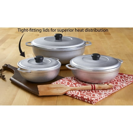 IMUSA 3Pc Colombian Cast Aluminum Caldero or Dutch Oven Set with Lid