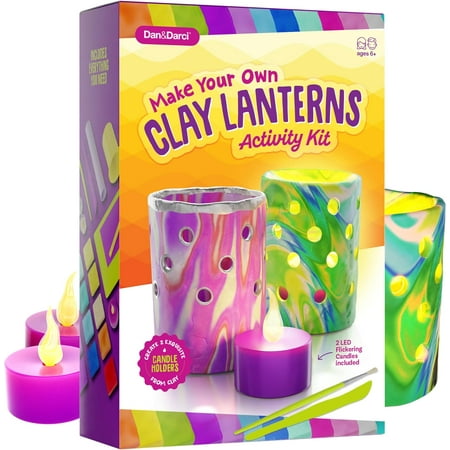 Dan&Darci Light Up Clay Lanterns Making Kit - Art Project for Girls Ages 8-14