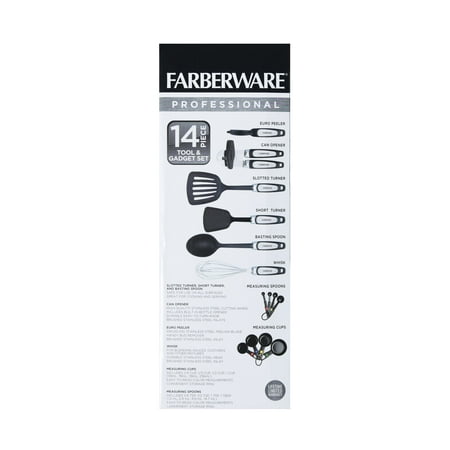 Farberware Professional 14-Piece Kitchen Tool and Gadget Kitchen Utensil Set in BlackBlack,