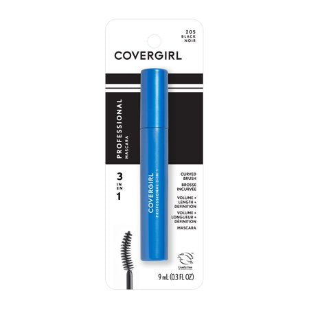 COVERGIRL Professional 3-in-1 Curved Brush Mascara, 210 Black, 0.3 ozBlack,