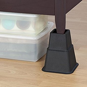 CreativeWare Plastic, Adjustable Bed Riser System in Black, 8 Count