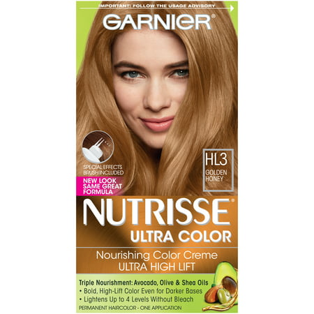 Garnier Nutrisse Ultra Color Nourishing Bold Permanent Hair Creme, HL3 Golden Honey, 1 KitHL3 Golden Honey,