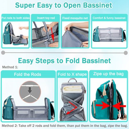 Diaper Bag Backpack, Baby Bag Diaper Bag with Changing Station Baby Girl Boy Waterproof Diaper Bag for Travel Baby Shower Gifts, Green