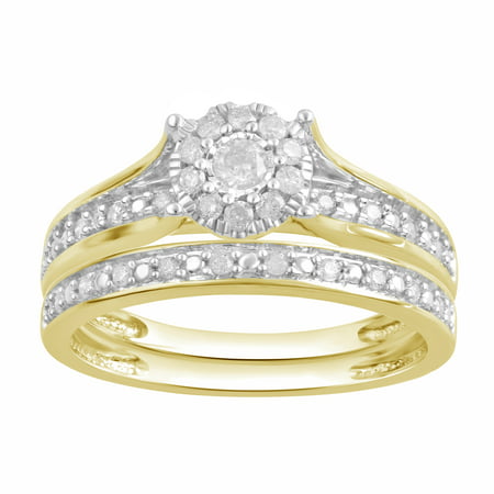 Forever Bride 1/3 Carat Diamond Composite Bridal Ring Set in 10K Yellow Gold (I-J, I2-I3)