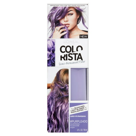 L'Oreal Paris Colorista Semi-Permanent Hair Color, Light Bleached Blondes, Purple, 1 Kit400 Purple,