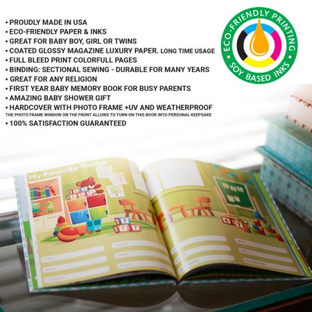 Baby Memory Book - Newborn Journal Baby First Year Book Album - Baby Shower Book Gift Keepsake Milestone