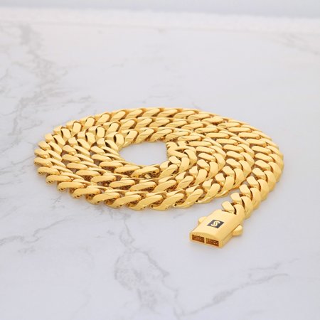 Nuragold 10k Yellow Gold 9mm Royal Monaco Miami Cuban Link Chain Bracelet, Mens Jewelry with Fancy Box Clasp 7" 7.5" 8" 8.5" 9"