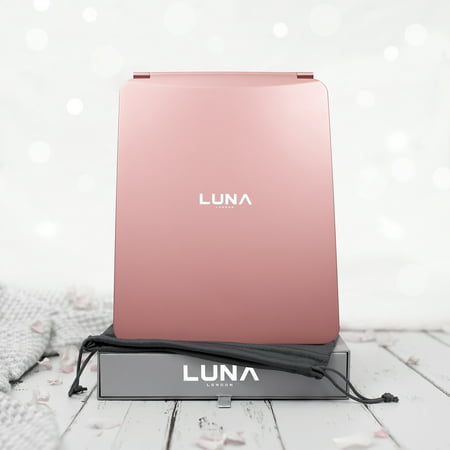 LUNA London Eclipse Travel Makeup Mirror with Lights in Rose Gold, Rose Gold