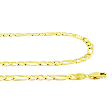 Nuragold 10k Yellow Gold 7.5mm Solid Figaro Chain Link Pendant Necklace, Mens Jewelry with Lobster Clasp 20" - 30"