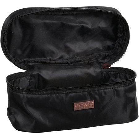 Flower Train Case Cosmetic Bag, Black